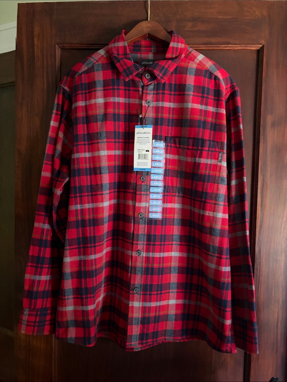 NWT Eddie Bauer Red and Black Plaid Button-Down Shirt